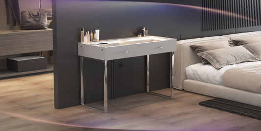 Makeup vanity desk with 2 storage drawers