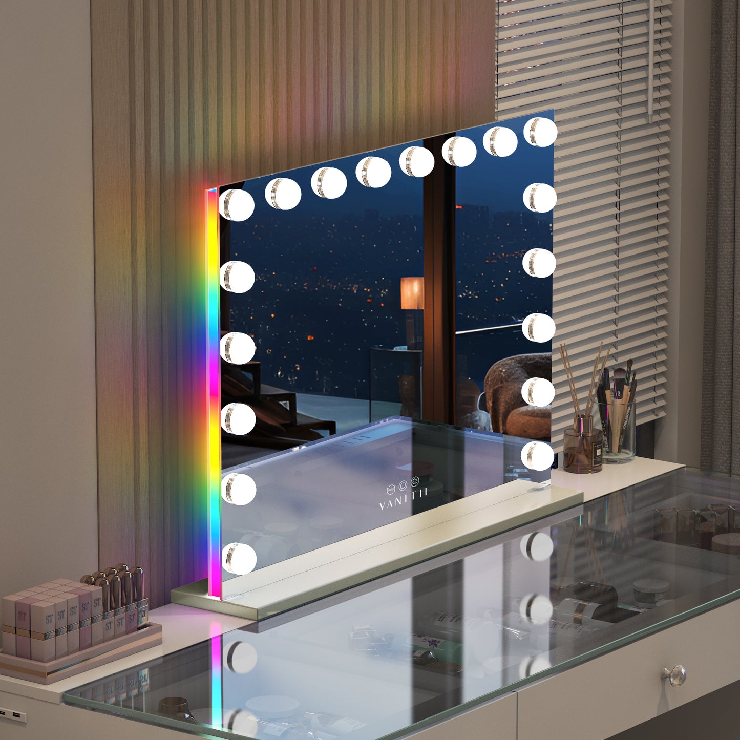 Hollywood 18  Bulbs Light Mirror with RGB LIGHT